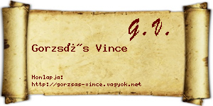 Gorzsás Vince névjegykártya